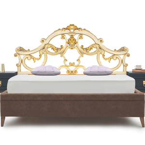 Cabecero de Cama de Madera Tallada a Mano con Diseño de Media Luna y Acabado Dorado, Cabecero de Madera para Montar en la Pared, Decoración para el Hogar - Product Image 2