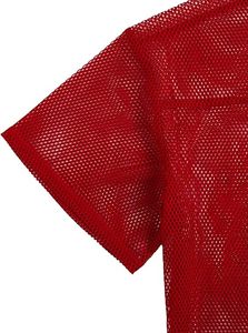 <b>Red</b> Mesh Short Sleeve T-Shirt Lightweight Polyester Crew Neck Casual Top Casual Football Jersey Shirts - Product Image 4