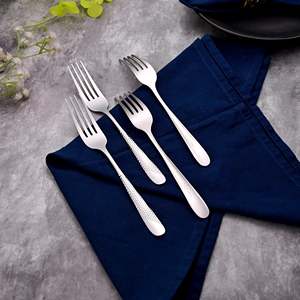 MiniGlow Stainless Steel Metal and Wood Mini Dessert <b>Forks</b> (Set of 4) for Dining Fruit Camping Tableware - Product Image 2