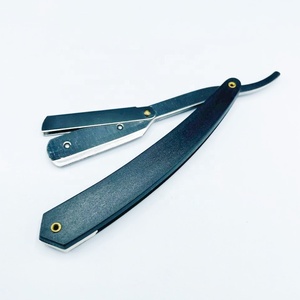 Rasoir de barbier manuel en acier inoxydable durable avec logo personnalisé avec poignée en bois Swing Lock noir pour le rasage du visage et du corps - Product Image 1