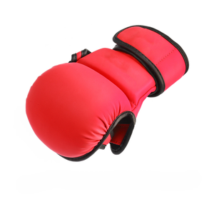 Red Faux Leather MMA Boxing Gloves with for Wrist <b>Strap</b> Custom Logo Unisex Sparring Gear for Martial Arts Training - Product Image 6