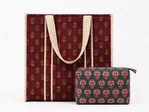 Bolsa de Mano de Algodón Acolchado con Logotipo y Diseño Personalizados, con Estampado Floral, Reutilizable, de Abertura Superior, para Compras Diarias y Viajes - Product Image 3