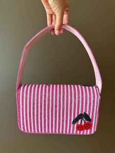 Bolso de Mano de Lona a Rayas Amarillas Ciao Bella de Alta Calidad, Elegante Diseño Cuadrado con Bordado, para Bodas y Fiestas, para Mujer - Product Image 3