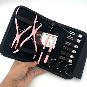 Kit d'outils pour extensions de cheveux micro-perles rose pâle, applicateur de micro-perles en acier inoxydable personnalisé et pinces de retrait avec crochet à boucle - Product Image 5