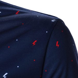 Polo de Manga Corta Azul Estampado para Hombre, Estilo Casual, Tejido Transpirable con Diseño de Rayos, MOQ Bajo, Camisetas para Hombre - Product Image 6