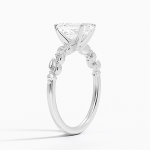 BOJ <b>Ring</b> 0108 Emerald Cut 925 <b>Silver</b> Leaves and Buds Setting <b>Solitaire</b> Diamond <b>Ring</b> 2ct D Color VVS1 Moissanite GRA Certified - Product Image 2