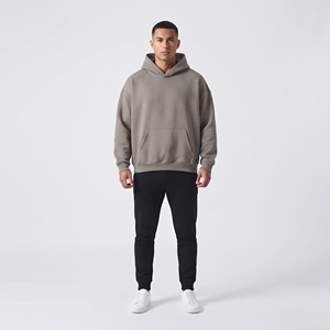 Sweat-shirt à capuche surdimensionné pour homme en molleton épais avec poche kangourou, poignets côtelés, en polyester/coton, poids du tissu 320g - Product Image 1