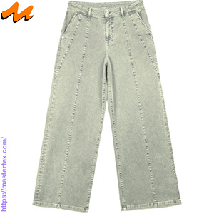 Master Textile Womens Loose <b>Denim</b> Wide Leg Mid Waist Casual Party Wear <b>Stretch</b> Fabric Summer Breathable Pants - Product Image 2