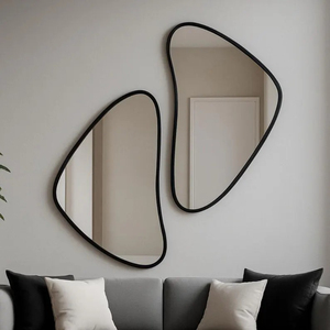 Wholesale Irregular Wall <b>Mirror</b> Black Wood <b>Framed</b> Modern Decorative Vanity <b>Mirror</b> for Bathroom Bedroom Living Room - Product Image 4