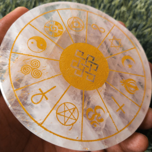 Nouveau Design Quartz Rose naturel gravé plaque ronde amour cristal équilibre Chakra équilibre santé émotionnelle sentiment amour pur - Product Image 4