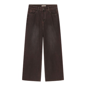 Jeans personnalisés OEM, mode, longueur intégrale, style hip-hop, effet délavé, baggy, amples, en denim pour hommes, style Y2K - Product Image 1