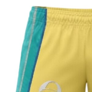 Shorts de netball unisexe jaune turquoise sublimés en polyester légers pour la compétition sportive et les tenues d'équipe - Product Image 4