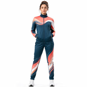 Women Cheerleading Tracksuit Custom Sublimation Sportswear Full Zip <b>Jacket</b> and Matching Pants Athletic Training Uniform Set - Product Image 1