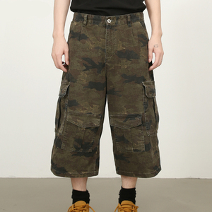 Shorts en jean camouflage streetwear de haute qualité pour hommes 2026 – Jorts amples, shorts cargo et pantalons de charpentier personnalisables avec logo imprimé - Product Image 5