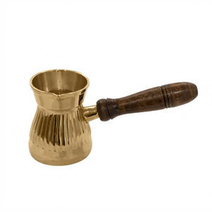 Traditional Handcrafted Brass Turkish Coffee Pot Engraved Copper Cezve Ibrik <b>Maker</b> with Wooden Handle Ibrik Coffee <b>Maker</b> Stove - Product Image 2