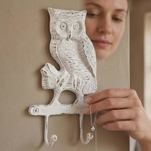 <b>White</b> Owl Wall Mounted <b>Hook</b> with 1 <b>Hook</b> Vintage Animal Design Cast Iron Multi-Purpose <b>Coat</b> Rack for Clothing Storage - Product Image 3