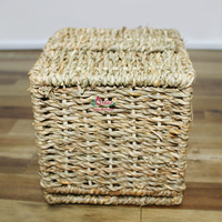 Boîte à mouchoirs carrée en jonc de mer de haute qualité, moderne et durable, artisanat fait main du Vietnam pour la maison et le bureau