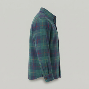 Chemise en flanelle à carreaux pour homme, manches longues, col rabattu, coupe classique, automne, 100% coton, respirante, motif tissé - Product Image 2