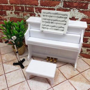 Mini Piano de Juguete de Plástico Blanco con Banco, Instrumento Musical Portátil, Decoración DIY para Mayores de 14 Años - Product Image 6