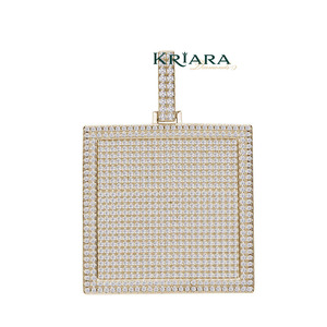 Colgante de Diamante Cuadrado, Plata 925, Bañado en Rodio, Corte Brillante Redondo, Amuleto de Lujo Unisex - Product Image 4