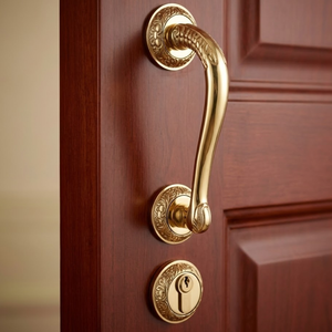 Poignée de porte moderne en laiton massif Designer Vega, durable, avec plaque décorative pour hôtels |   Quincaillerie de porte extérieure de luxe - Product Image 4