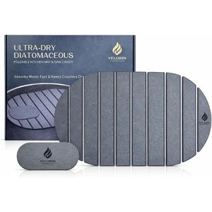 2 Pezzi Tappetino Assorbente in Pietra per Asciugatura Piatti, Asciugatura Rapida, in Terra Diatomacea, Pieghevole, per Piano Cucina - Product Image 2