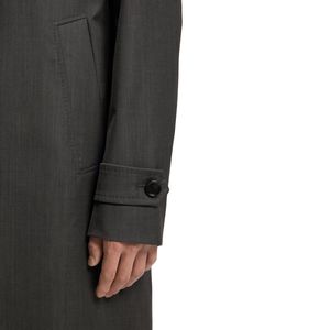 เสื้อโค้ทกันหนาวผู้ชายแบบกระดุมแถวเดียว ผลิตจากโพลีเอสเตอร์ เป็นมิตรต่อสิ่งแวดล้อม ระบายอากาศได้ดี ทรงเทรนช์โค้ท ติดกระดุมแบบแยกและกระดุมเขาสัตว์ - Product Image 5