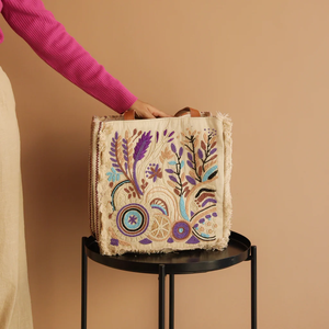Sac à bandoulière multicolore bohème brodé de perles, sac de shopping en toile perlé par Whimsy Art Craft - Product Image 3