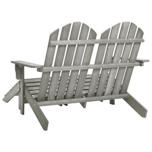 เก้าอี้ adirondack 2-Seater และออตโตมันสีเทาไม้เฟอร์สำหรับเฟอร์นิเจอร์ระเบียง - Product Image 4