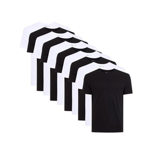 T-shirt blanc à manches courtes pour homme, col rond, 100% coton jersey, décontracté, couleur unie, design simple, tissu tricoté - Product Image 5