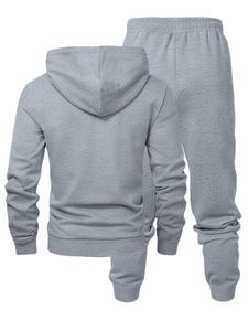 Ensemble 2 pièces - Sweat à capuche et pantalon de jogging pour homme, tendance printemps/automne, polyvalent, classique, uni, tenue décontractée, adapté aux activités de plein air - Product Image 2