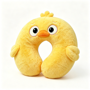 Almohada de cuello de pato de peluche, Almohada de cuello en forma de U de pato amarillo, Almohada de viaje para el cuello con diseño de pollito, Almohada de viaje de pato de peluche, Soporte de cuello de pato adorable - Product Image 1