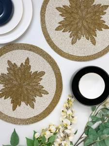 Napperons personnalisables en polyester/coton tricoté à rayures noires, bord tressé, résistants à la chaleur, nettoyables, motif floral, pour la salle à manger - Product Image 3