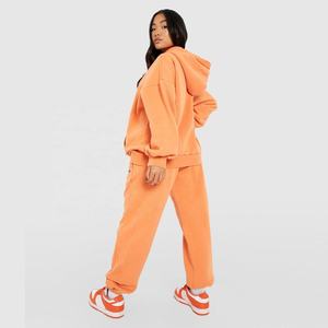 2025 Wholesale Acid Wash <b>Oversized</b> Long Sleeves Loose Drop Shoulder <b>Hoody</b> Tracksuit Set Custom Logo - Product Image 3