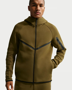 Sweat-shirt en molleton à capuche pour homme, fermeture éclair intégrale, couleur unie, respirant, coupe classique, vêtements décontractés d'automne, vert - Product Image 1