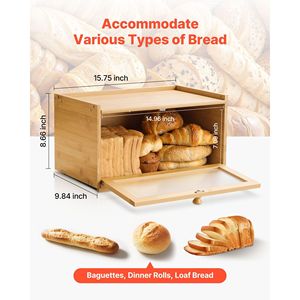 Contenitore per Pane in Bambù di Grande Capacità, Organizzatore da Cucina, Portapane in Legno Stile Rustico per Pane Fatto in Casa - Product Image 3