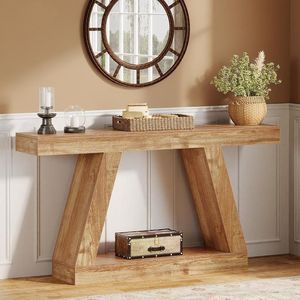 Console da 55 pollici in legno rustico industriale con deposito per ingresso o divano - Product Image 2