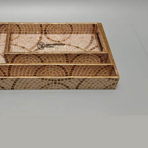 Suministro al por mayor: Bandejas de MDF esmaltado con elegante diseño de mosaico festoneado, juego de 3 piezas encajables de lujo para servicio a la habitación y amenidades de hostelería - Product Image 4