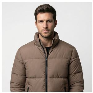 2025 invierno Unisex chaqueta acolchada de gran tamaño cuello redondo acolchado frente impermeable respetuoso con el medio ambiente transpirable Parka de lona para hombres y mujeres - Product Image 1
