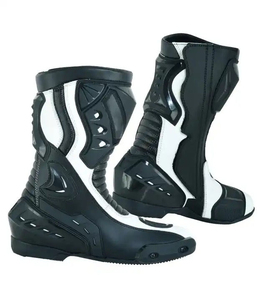 Chaussures de course moto professionnelles, bottes de protection mi-mollet, fermeture éclair latérale, logo personnalisé, sécurité, microfibre, antidérapantes - Product Image 1