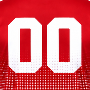 T-shirt de sublimation dégradé rouge et blanc pour homme, manches courtes, col rond, imprimé personnalisé, pour entraînement sportif et tenue d'équipe - Product Image 6