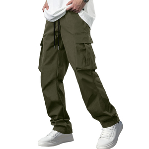 Pantalones Cargo Verde Oliva para Hombre, Cintura Elástica con Cordón, Secado Rápido, Ligeros, Casuales, para Exteriores, con Múltiples Bolsillos, para Verano - Product Image 2