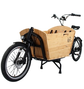 Long John 250w E-Bike Bakfiets Cargo Bike Bamboo Box Two Wheels Cargo Bicycle For Urban Cycling