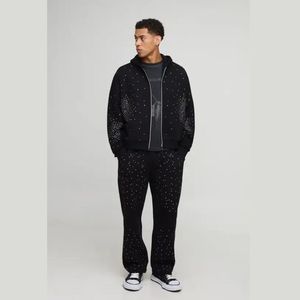 <b>BLACK</b> Solid Zip Up Hoodie With Kangaroo Pockets Oversized Casual Streetwear Unisex Warm <b>Fleece</b> Fashion Comfortable Jacket - Product Image 1