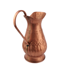 Jarra de cobre vintage con grabado floral y asa curva para bebidas, altura personalizada, diseño de metal duradero, jarra floral - Product Image 3