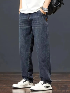 Jeans de Mezclilla para Hombre, Diseño Nuevo, Corte Holgado y Recto, Color Negro Lavado, Cintura Media, Transpirables, de Algodón, Spandex y Poliéster - Product Image 3