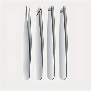 Ensemble de 4 pinces à épiler pour sourcils personnalisées, colorées, de précision, en acier inoxydable, pointe droite moderne, légères et durables - Product Image 2