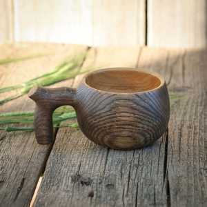 Premium Wooden Mug Eco-Friendly Reusable <b>Cup</b> Traditional Handcrafted Wooden Tea <b>Cup</b> Wooden Coffee <b>Cup</b> Round Minimalist Design - Product Image 2