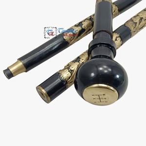 Handmade Electroplated Golden <b>Black</b> Foldable Wooden Aluminum Walking Stick Antique <b>Black</b> <b>Knob</b> Head Handle for Mother's - Product Image 4