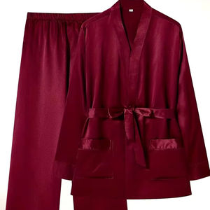 Al por mayor Bata de dormir para hombre de satén de seda, manga larga, ligera, talla grande - Product Image 1